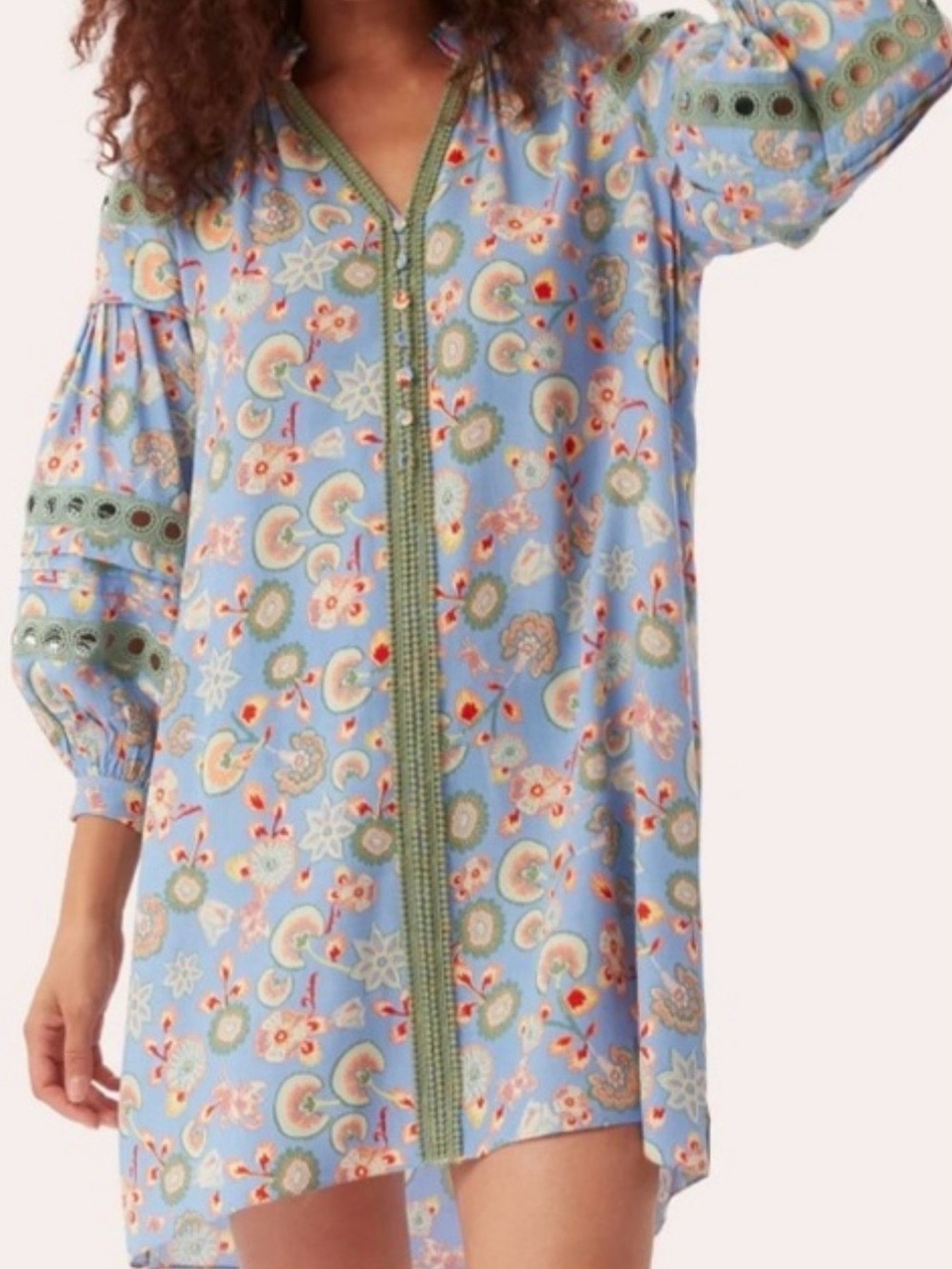 Diane Von Furstenberg Light Blue Floral Shift with Multicolor Print